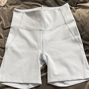 Something Navy Women's High-Waisted Light Blue Biker Shorts